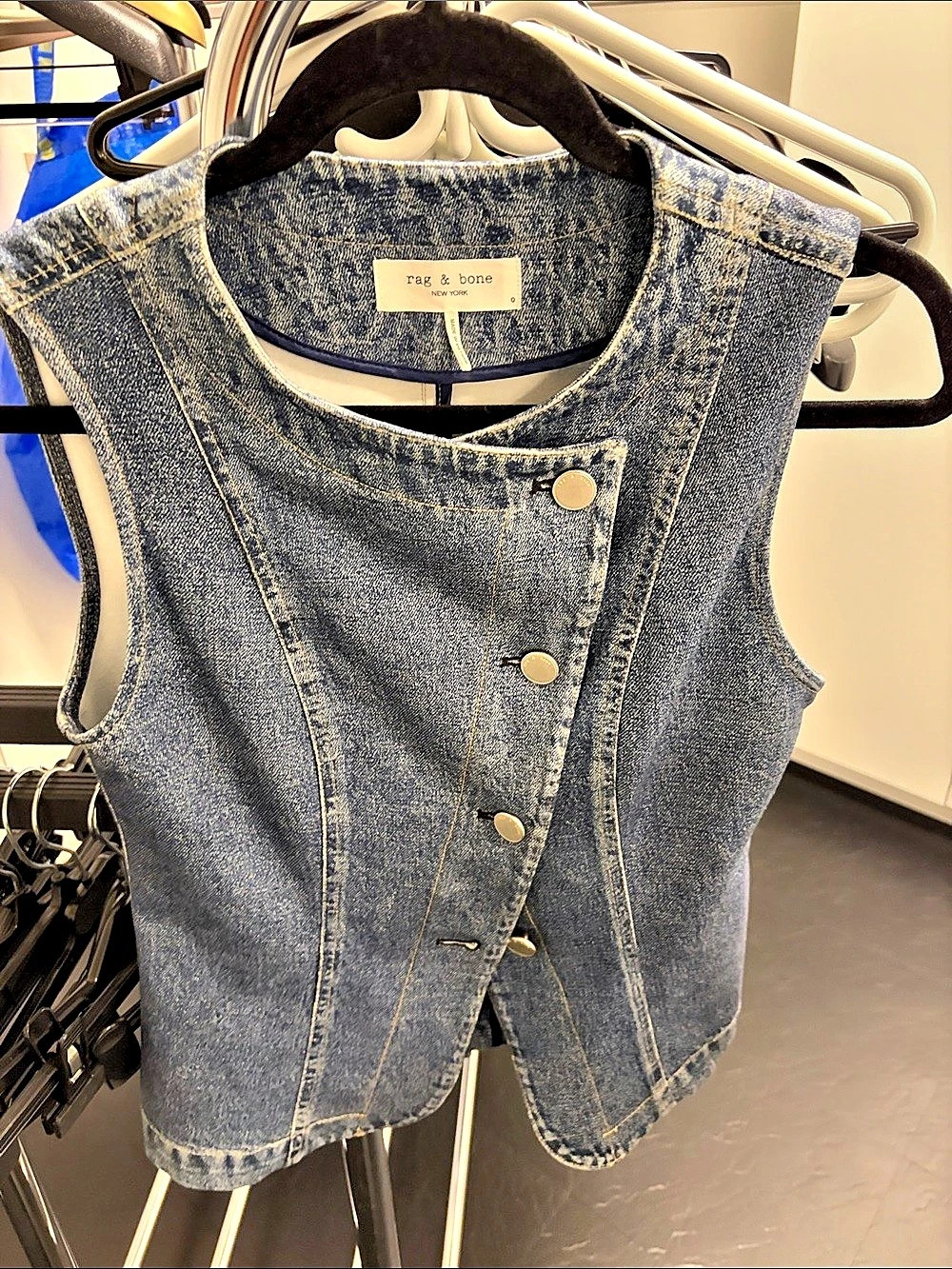 rag & bone Miramar Isabella Vest Denim Sleeveless Top Blue